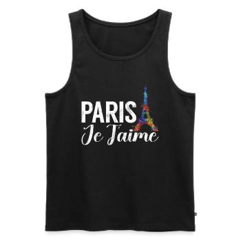 France Paris Tour Eiffel France Drapeau - Débardeur bio Premium Homme - noir - Devant - Michal (187cm)