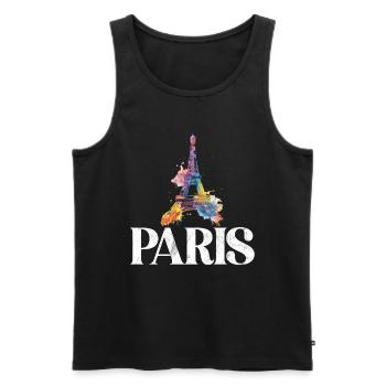France Paris Tour Eiffel France Drapeau - Débardeur bio Premium Homme - noir - Devant - Michal (187cm)