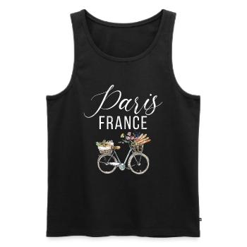 France Paris Tour Eiffel France Drapeau - Débardeur bio Premium Homme - noir - Devant - Michal (187cm)