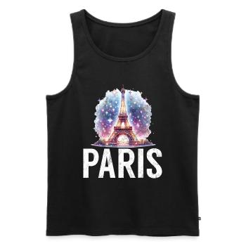 France Paris Tour Eiffel France Drapeau - Débardeur bio Premium Homme - noir - Devant - Michal (187cm)