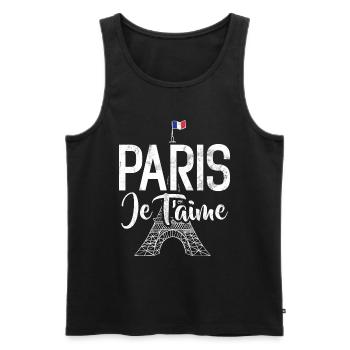 France Paris Tour Eiffel France Drapeau - Débardeur bio Premium Homme - noir - Devant - Michal (187cm)