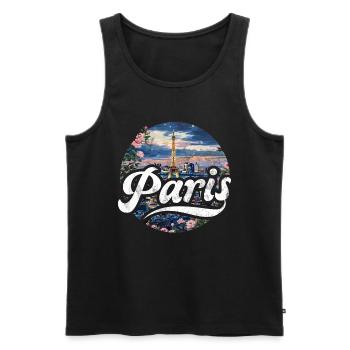 France Paris Tour Eiffel France Drapeau - Débardeur bio Premium Homme - noir - Devant - Michal (187cm)
