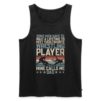 Wrestling Dad Wrestler Männer Vatertag - Männer Premium Bio Tank Top - Schwarz - Vorne - Michal (187cm)
