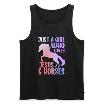 Jesus and Horses Riding Riding - Men's Premium Organic Tank Top - black - Front - Michal (187cm)