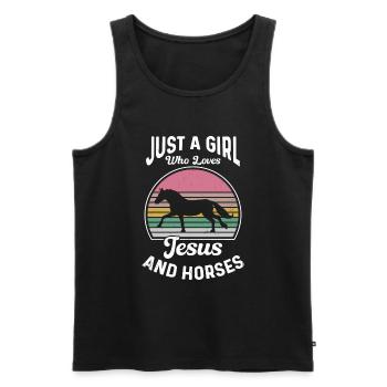 Jesus and Horses Riding Riding - Men's Premium Organic Tank Top - black - Front - Michal (187cm)