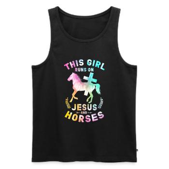 Jesus and Horses Riding Riding - Men's Premium Organic Tank Top - black - Front - AI Model Male 178 light (178cm)