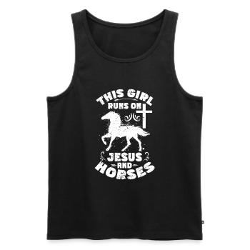 Jesus and Horses Riding Riding - Men's Premium Organic Tank Top - black - Front - AI Model Male 178 light (178cm)