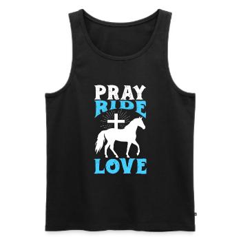Jesus and Horses Riding Riding - Men's Premium Organic Tank Top - black - Front - AI Model Male 178 light (178cm)