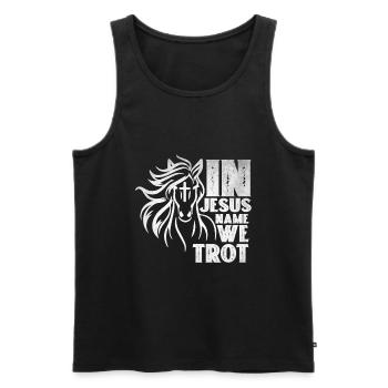 Jesus and Horses Riding Riding - Men's Premium Organic Tank Top - black - Front - Michal (187cm)