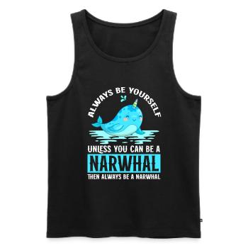 Mer de narval Mignon amoureux du narwhaler - Débardeur bio Premium Homme - noir - Devant - Michal (187cm)