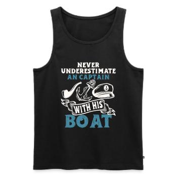 Boat Captain Funny Boat Sailing Lake Boater - Men's Premium Organic Tank Top - black - Front - Michal (187cm)