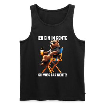 Ich bin in Rente Ich muss gar nix Teddy Bär - Männer Premium Bio Tank Top - Schwarz - Vorne - AI Model Male 178 light (178cm)