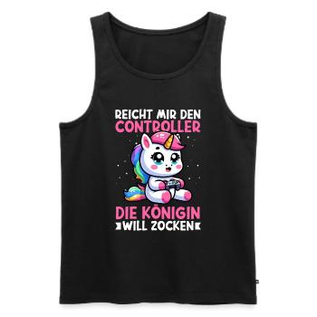 Reicht mir den Controller die Königin will zocken - Männer Premium Bio Tank Top - Schwarz - Vorne - AI Model Male 178 light (178cm)