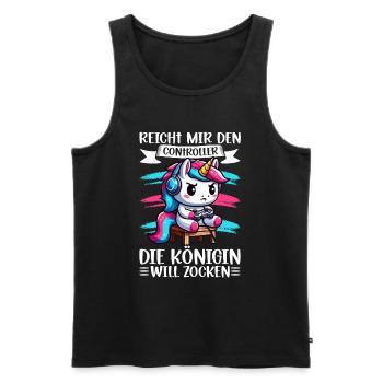 Reicht mir den Controller die Königin will zocken - Männer Premium Bio Tank Top - Schwarz - Vorne - AI Model Male 178 light (178cm)