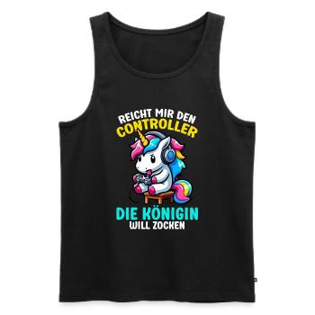 Reicht mir den Controller die Königin will zocken - Männer Premium Bio Tank Top - Schwarz - Vorne - AI Model Male 178 light (178cm)