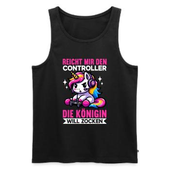 Reicht mir den Controller die Königin will zocken - Männer Premium Bio Tank Top - Schwarz - Vorne - AI Model Male 178 light (178cm)