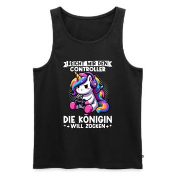 Elle me tend la manette, la reine veut jouer - Débardeur bio Premium Homme - noir - Devant - Michal (187cm)