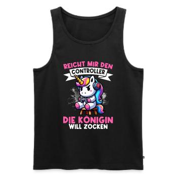 Reicht mir den Controller die Königin will zocken - Männer Premium Bio Tank Top - Schwarz - Vorne - AI Model Male 178 light (178cm)