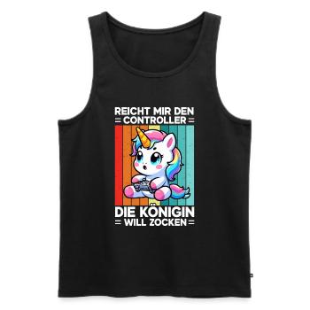 Elle me tend la manette, la reine veut jouer - Débardeur bio Premium Homme - noir - Devant - Michal (187cm)