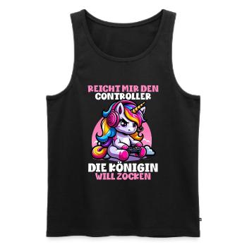 Reicht mir den Controller die Königin will zocken - Männer Premium Bio Tank Top - Schwarz - Vorne - AI Model Male 178 light (178cm)