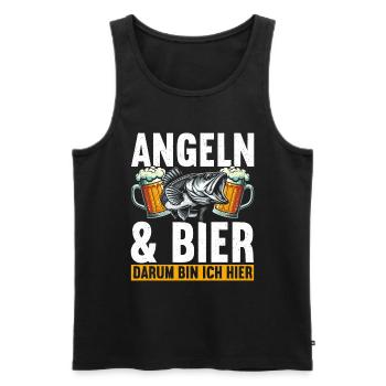 Fishing and Beer Fun Fishing Hobby - Men's Premium Organic Tank Top - black - Front - Michal (187cm)