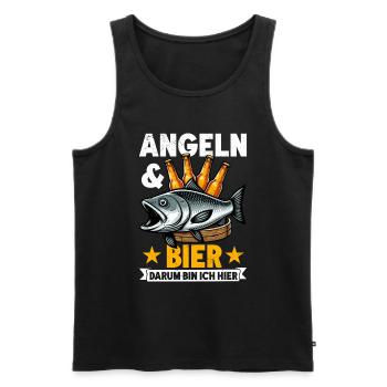 Fishing and Beer Fun Fishing Hobby - Men's Premium Organic Tank Top - black - Front - Michal (187cm)