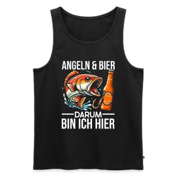 Fishing and Beer Fun Fishing Hobby - Men's Premium Organic Tank Top - black - Front - Michal (187cm)