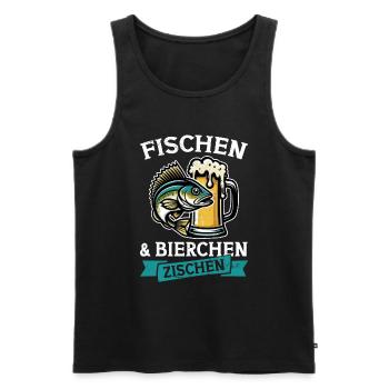 Fishing and Beer Fun Fishing Hobby - Men's Premium Organic Tank Top - black - Front - Michal (187cm)