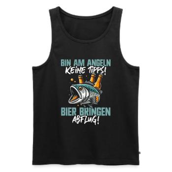 Fishing and Beer Fun Fishing Hobby - Men's Premium Organic Tank Top - black - Front - Michal (187cm)