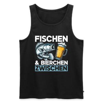 Angler und Bier Lustiges Fischer Hobby - Männer Premium Bio Tank Top - Schwarz - Vorne - AI Model Male 178 light (178cm)
