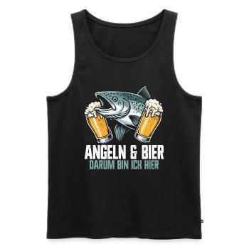 Fishing and Beer Fun Fishing Hobby - Men's Premium Organic Tank Top - black - Front - Michal (187cm)