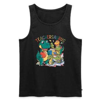 Teachersaurus Rex Dinosaure Professeur Professeur - Débardeur bio Premium Homme - noir - Devant - AI Model Male 178 light (178cm)
