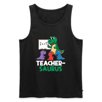 Teachersaurus Rex Dinosaure Professeur Professeur - Débardeur bio Premium Homme - noir - Devant - AI Model Male 178 light (178cm)