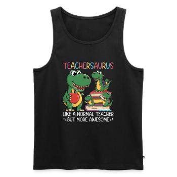 Teachersaurus Rex Dinosaure Professeur Professeur - Débardeur bio Premium Homme - noir - Devant - AI Model Male 178 light (178cm)