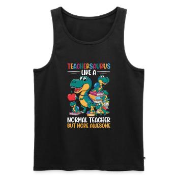 Teachersaurus Rex Dinosaure Professeur Professeur - Débardeur bio Premium Homme - noir - Devant - AI Model Male 178 light (178cm)