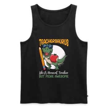 Teachersaurus Rex Dinosaure Professeur Professeur - Débardeur bio Premium Homme - noir - Devant - AI Model Male 178 light (178cm)