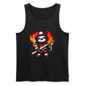 Sloth Firefighter Fire Brigade Professional Fire Brigade - Men's Premium Organic Tank Top - black - Front - AI Model Male 178 light (178cm)
