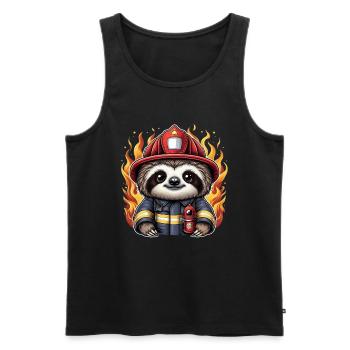 Sloth Firefighter Fire Brigade Professional Fire Brigade - Men's Premium Organic Tank Top - black - Front - AI Model Male 178 light (178cm)