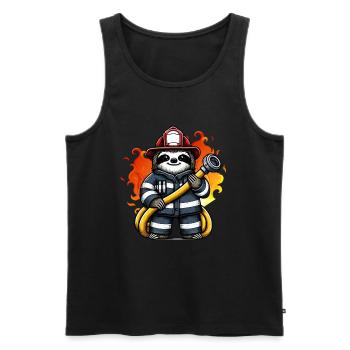 Sloth Firefighter Fire Brigade Professional Fire Brigade - Men's Premium Organic Tank Top - black - Front - AI Model Male 178 light (178cm)