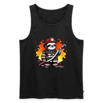 Sloth Firefighter Fire Brigade Professional Fire Brigade - Men's Premium Organic Tank Top - black - Front - AI Model Male 178 light (178cm)