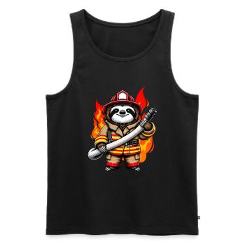 Pompier paresseux Pompier Pompiers Pompiers professionnels - Débardeur bio Premium Homme - noir - Devant - AI Model Male 178 light (178cm)