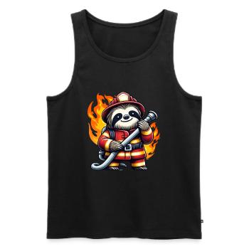 Sloth Firefighter Fire Brigade Professional Fire Brigade - Men's Premium Organic Tank Top - black - Front - AI Model Male 178 light (178cm)