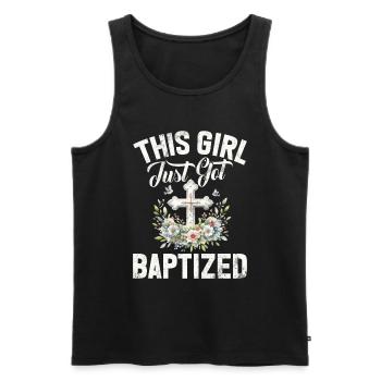 Taufe Getaufte Christliche Jesusgott -Bibel - Männer Premium Bio Tank Top - Schwarz - Vorne - AI Model Male 178 light (178cm)