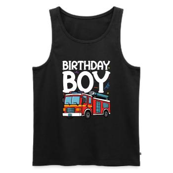 Anniversaire Garçon Pompier Anniversaire Garçon - Débardeur bio Premium Homme - noir - Devant - Michal (187cm)