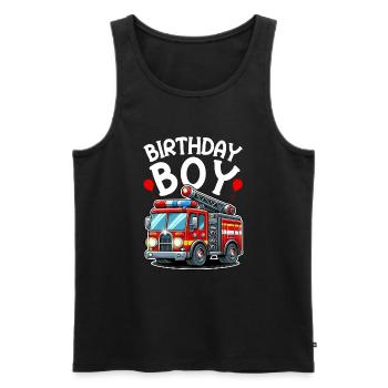 Anniversaire Garçon Pompier Anniversaire Garçon - Débardeur bio Premium Homme - noir - Devant - Michal (187cm)