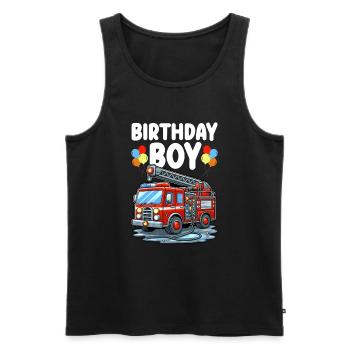 Birthday Boy Firefighter Birthday Boy - Men's Premium Organic Tank Top - black - Front - AI Model Male 178 light (178cm)