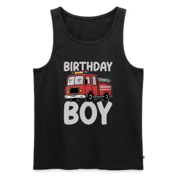 Anniversaire Garçon Pompier Anniversaire Garçon - Débardeur bio Premium Homme - noir - Devant - Michal (187cm)