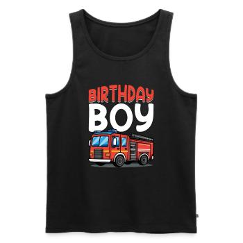 Anniversaire Garçon Pompier Anniversaire Garçon - Débardeur bio Premium Homme - noir - Devant - Michal (187cm)