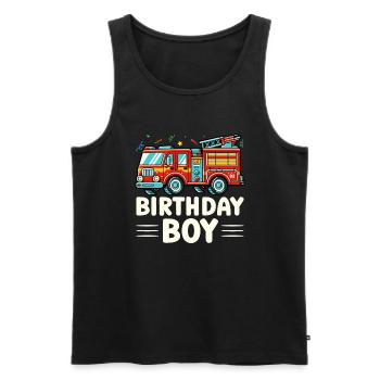 Birthday Boy Firefighter Birthday Boy - Men's Premium Organic Tank Top - black - Front - AI Model Male 178 light (178cm)