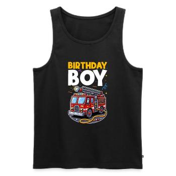 Anniversaire Garçon Pompier Anniversaire Garçon - Débardeur bio Premium Homme - noir - Devant - Michal (187cm)